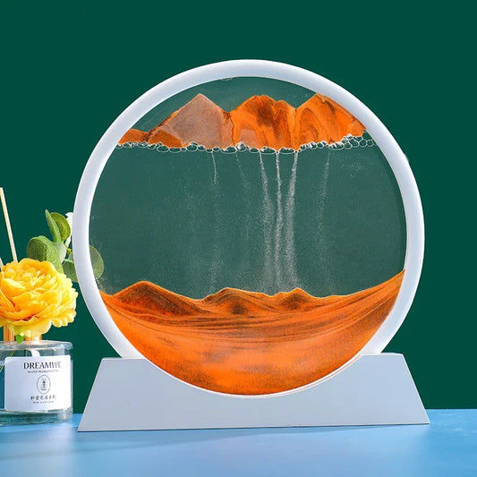 3D Moving Sand Art Picture Quicksand Craft Round Glass