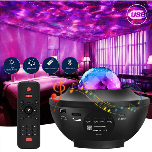 Colorful Starry Projector Galaxy Night Light Child Bluetooth USB Music Player